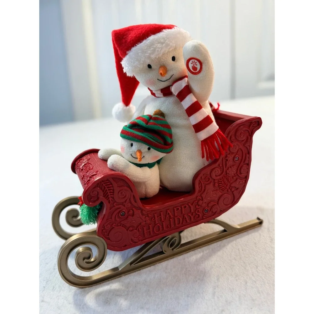 Hallmark Jingle Pals 2016 Musical Snowman Sleigh Animated Christmas Decor Red